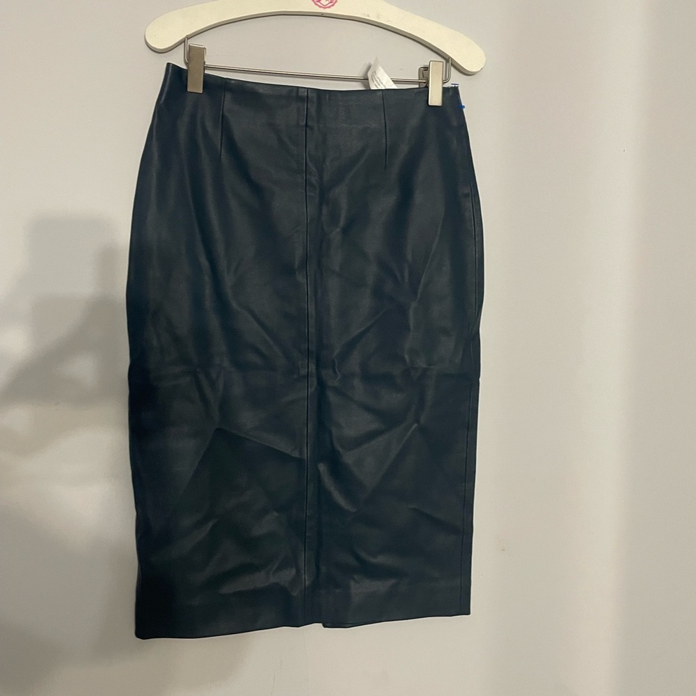 Zara green faux leather pencil skirt
